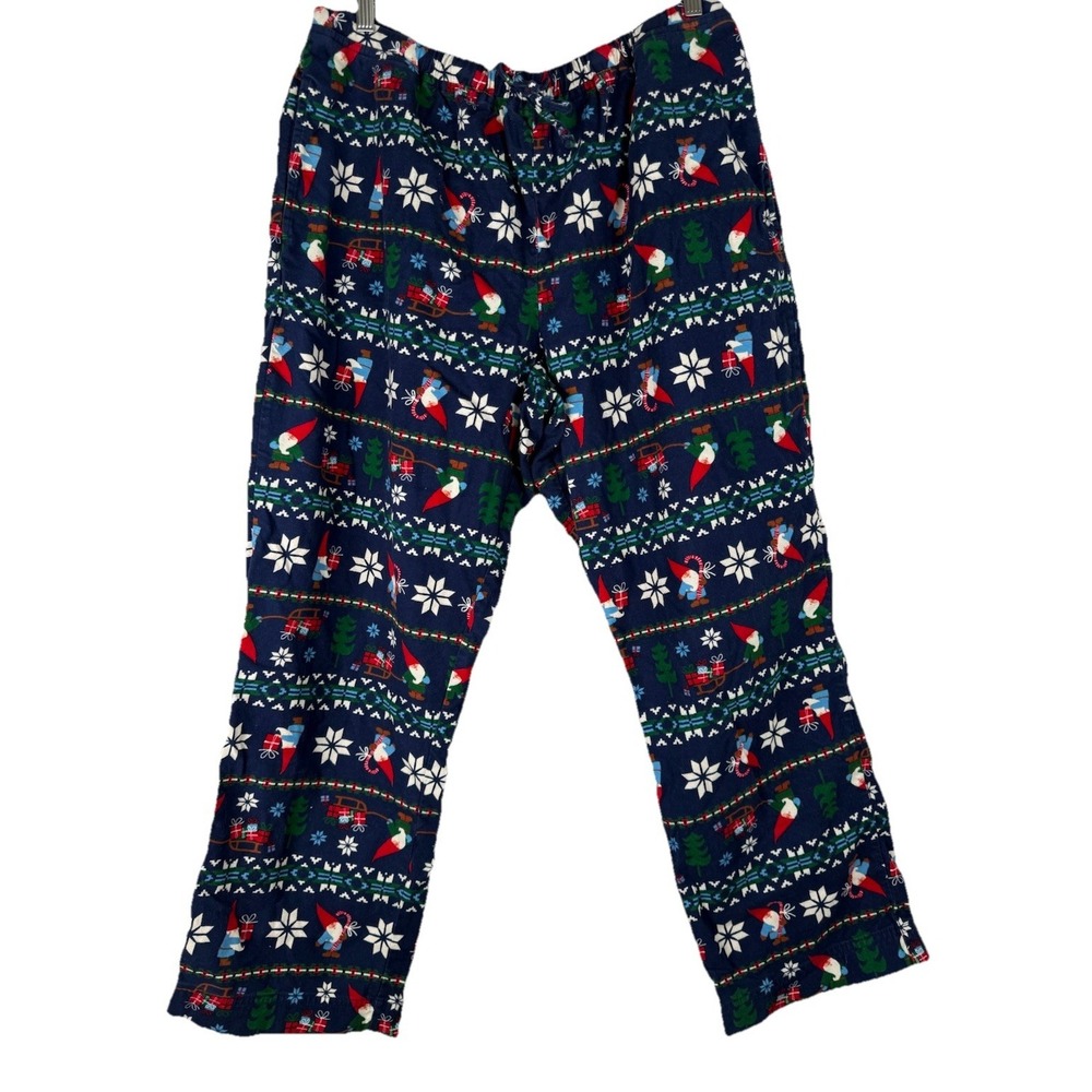 Hanna Andersson Women's XL Gnome Sweet Gnome Holiday‎ Flannel Pajamas Pants Navy
